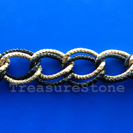 Chain, aluminum, gold-black,15x19mm double curb - By meter