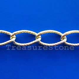 Chain,aluminum,light-gold-finished,15x28mm twisted curb-By meter
