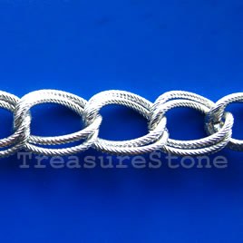 Chain, aluminum, silver,15x22mm double curb - By meter