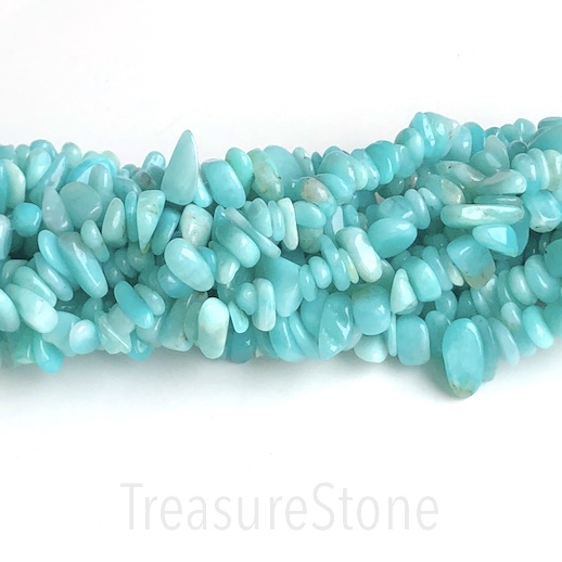 Bead, amazonite, 5x8mm large chips. 16-inch strand.