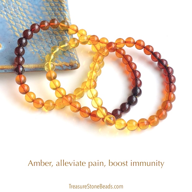 Amber bracelet, 7mm round. 26 beads. each