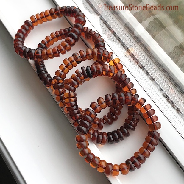 Amber bracelet, about 11mm heishi. about 39 beads.7.5inch