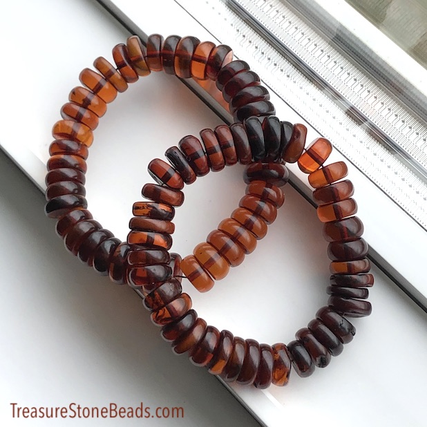 Amber bracelet, about 13mm heishi. about 39 beads.7.5inch