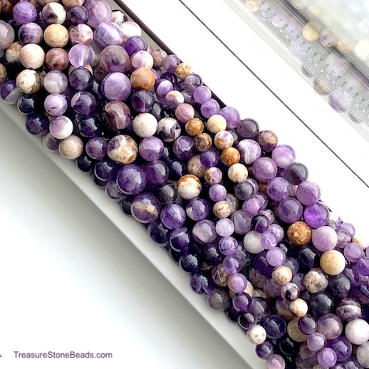 Bead, flower Amethyst, 10mm round. 15.5", 38pcs - Click Image to Close