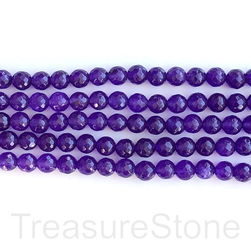 Bead,jade (dyed),amethyst purple, 8mm, faceted round.14.5",47pcs