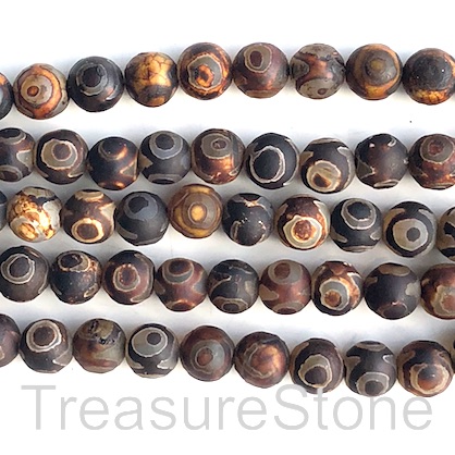 Bead, antique agate (dyed), brown 1, 8mm round. 14.5-inch, 46pcs
