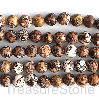 Bead, antique agate (dyed), brown 2, 8mm round. 14.5-inch, 46pcs