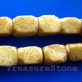Bead, antique jade, 12x16mm carved rectangle. 15.5-inch strand.
