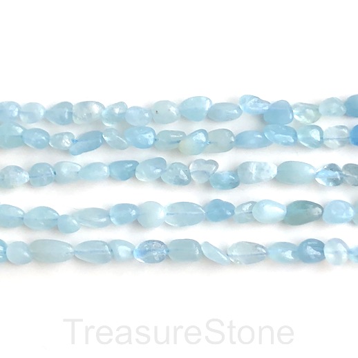 Bead, aquamarine, about 6x8mm nugget. 15 inch
