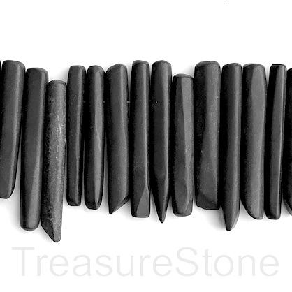 Bead,pendant,black jasper, 6x40mm top-drilled stick.7.5".29pcs