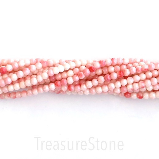 Bead, coral (dyed), pink, 3.5-4mm round, B grade. 15-inch, 11pcs