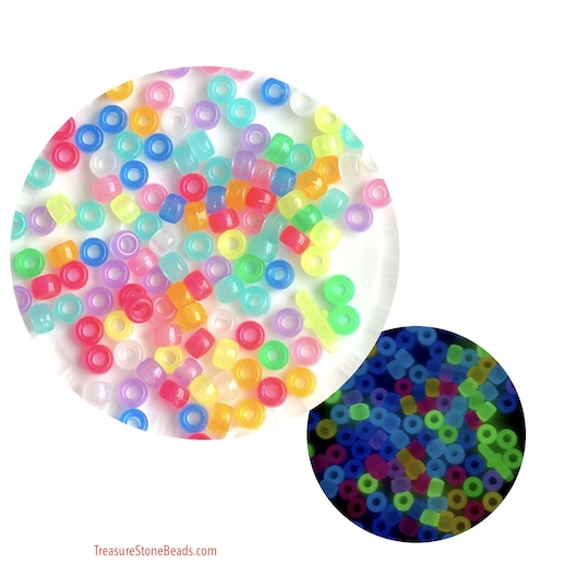Bead,resin,6x9mm rondelle,glowing luminous, large hole: 3.5mm,75
