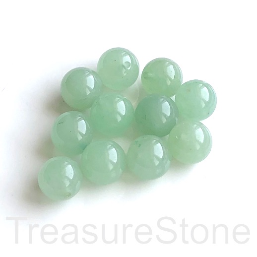 Bead, green aventurine, half-drilled, 10mm round, pack of 2. - Click Image to Close
