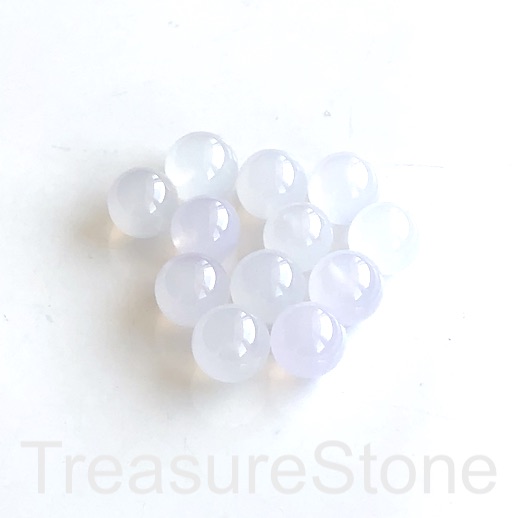 Bead, white agate, half-drilled, 10mm round, pack of 2.