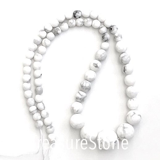 Bead, white howlite, graduated faceted round. 6 to 14mm.62 pcs. - Click Image to Close