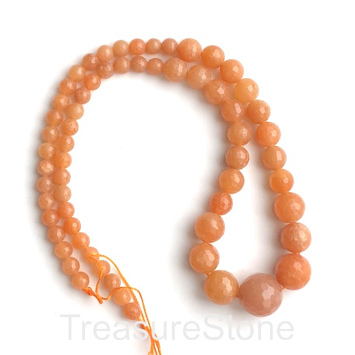 Bead, red aventurine, graduated faceted round. 6 to 14mm.62 pcs.