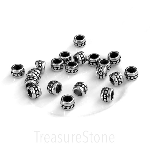 Bead, stainless steel, 5x7mm rondelle, hole:4mm. each