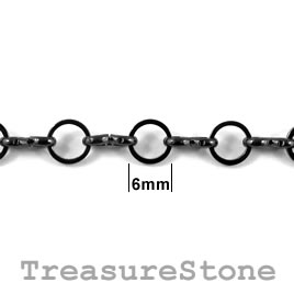 Chain, brass, black-finished, 6mm. Sold per pkg of 1 meter