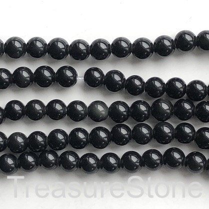 Bead, black obsidian, 8mm round, large hole, 2mm, 15", 48
