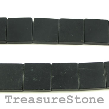 Bead, blackstone/ black jasper, 20mm square. 16-inch