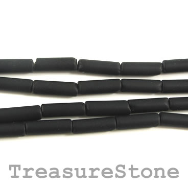 Bead, blackstone/ black jasper, 4x13mm tube. 15.5-inch
