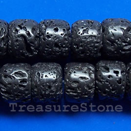 Bead, black Lava, 18x13mm heishi. 15.5-inch strand. - Click Image to Close