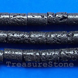 Bead, black Lava, 13x23mm tube, 16-inch strand.