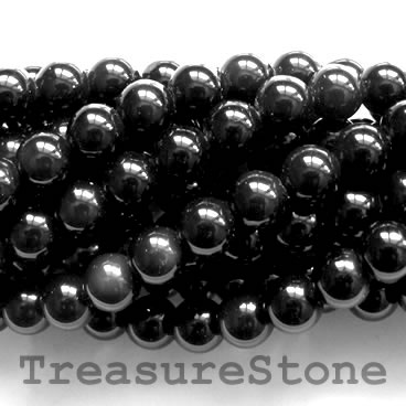Bead, black obsidian, 8mm round. 15-inch, 47pcs.