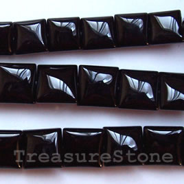 Bead, black onyx, 12mm square. Grade A. 16 inch strand.