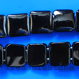 Bead, black onyx, 18mm, 2-strand spacer/slider. 16 -inch strand.