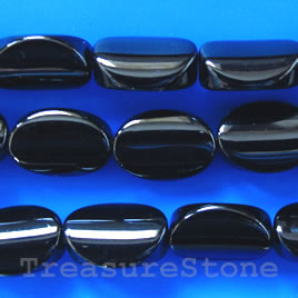 bead, black onyx. Grade A. 13x18mm oval, 16 inch strand. - Click Image to Close