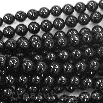 Bead, black onyx, 4mm round. Grade A. 15 inch, 94pcs