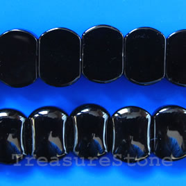 Bead, black onyx, 10x14mm 2-strand spacer/slider. 16 inch strand
