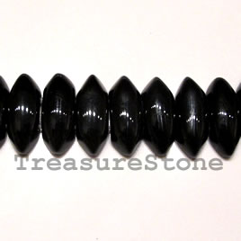 Bead, black onyx, 8x20mm, 2-strand spacer/slider. 16-inch strand