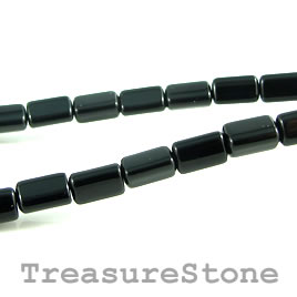 Bead, black Onyx, triangle tube. 5x8mm, 16 inch