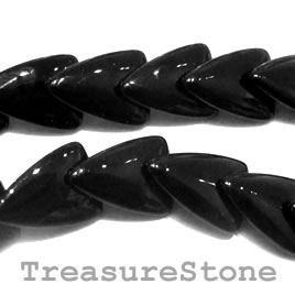 Bead, black onyx, 10x14mm triangle. 16 inch strand.