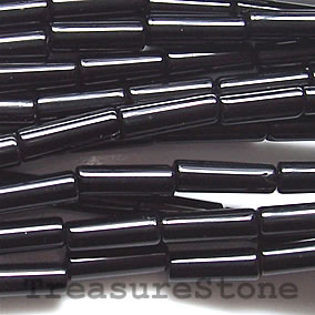 Bead, black onyx, 4x13mm tube. Grade A. 16 inch strand.