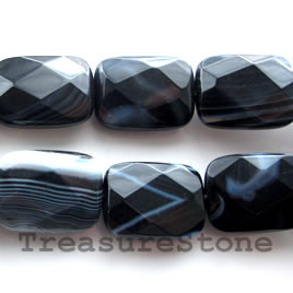 Bead, black sardonyx, 15x20mm faceted rectangle. 16-inch.