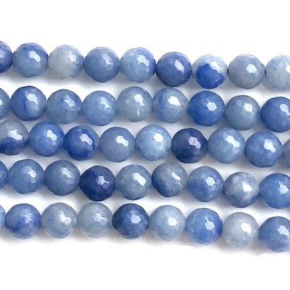 Bead, blue aventurine, 8mm faceted round. 15-inch, 46pcs
