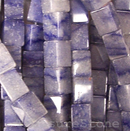 Bead, blue aventurine, 8x10mm cube. 16-inch strand. - Click Image to Close