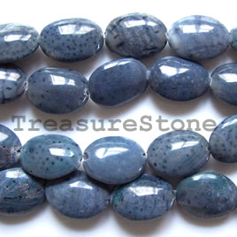 Bead, blue coral, 15x20x7mm oval. 16 inch strand.