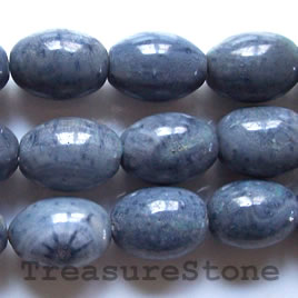 Bead, blue coral, 14x19mm oval. 16 inch strand.