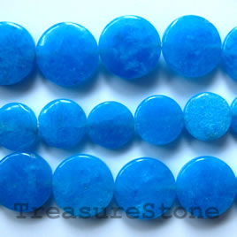 Bead, blue jasper, 10mm flat round. 16-inch strand.
