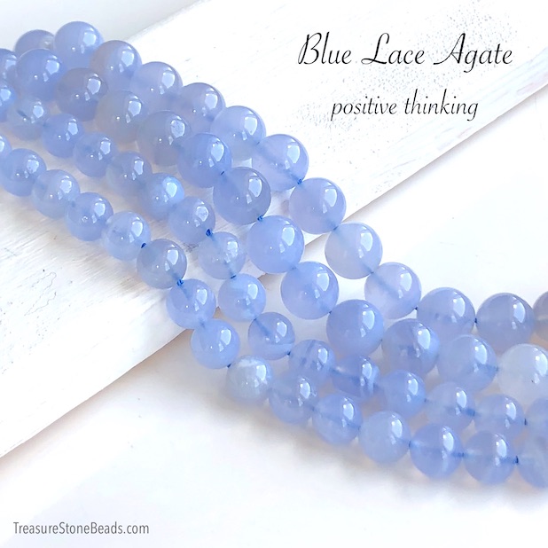 Bead, blue lace agate, Chalcedony, 8mm round, A-. 15.5", 47pcs