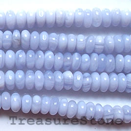 Bead. blue lace agate, Chalcedony, 8x3mm rondelle. 16-inch.