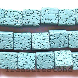 Bead, blue Lava (dyed), about 10mm cube. 19pcs.