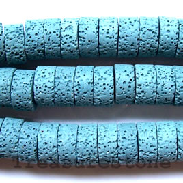 Bead, blue Lava (dyed), 7x16mm heishi. 26pcs. - Click Image to Close