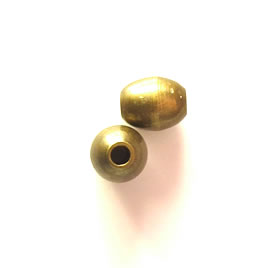Bead, solid brass, 7x8mm oval spacer. Pkg of 5.