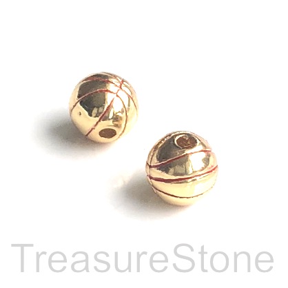 Bead, brass, gold, 9mm basketball. Each - Click Image to Close