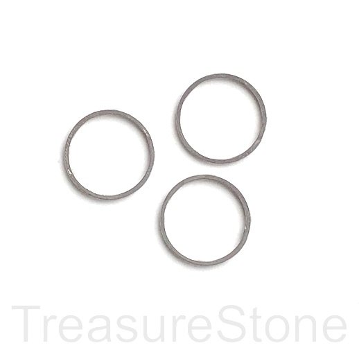 Bead, Charm, rhodium plated brass, 16mm circle/ring, pack of 6.
